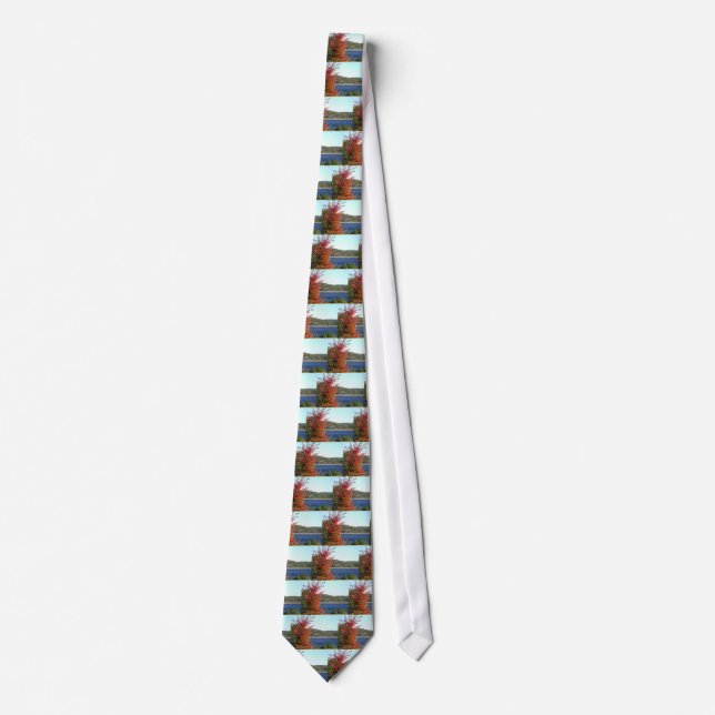 Autumn Red Maple, Blue Mountain Lake Arrowhead Tie (Front)
