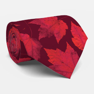 Autumn Red Maple Leaves Tie