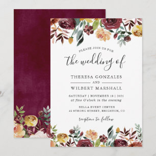 Autumn Red Orange Floral Wedding Invitation