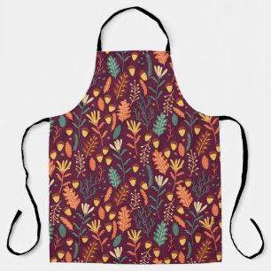 Autumn Red-Orange Vintage Motif Apron