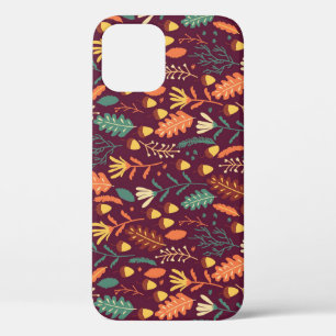 Autumn Red-Orange Vintage Motif iPhone 12 Case