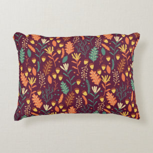 Autumn Red-Orange Vintage Motif Decorative Cushion