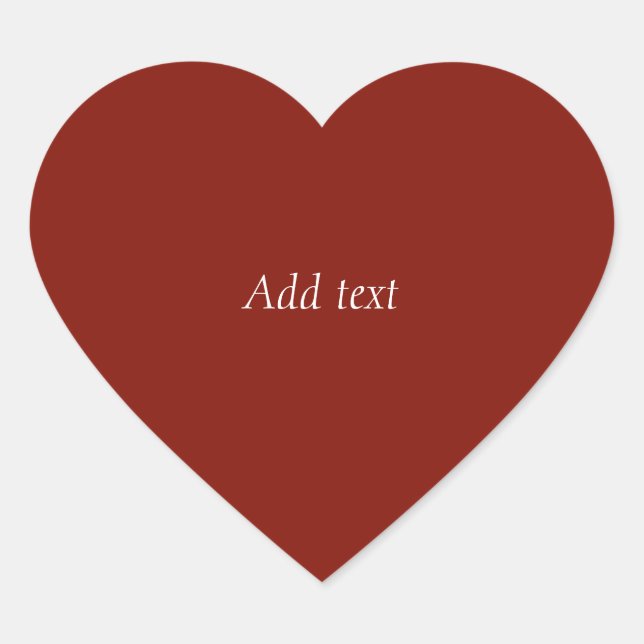 Autumn Red, solid colour, TEMPLATE, personalise Heart Sticker (Front)