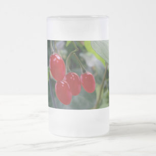 Autumn red spots frosted glass beer mug
