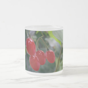 Autumn red spots frosted glass coffee mug