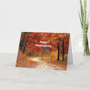 Autumn Red Trees Road Photo Thanksgiving Holiday Card