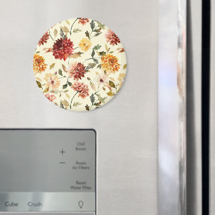 Autumn Red Yellow Pink Flowers Magnet