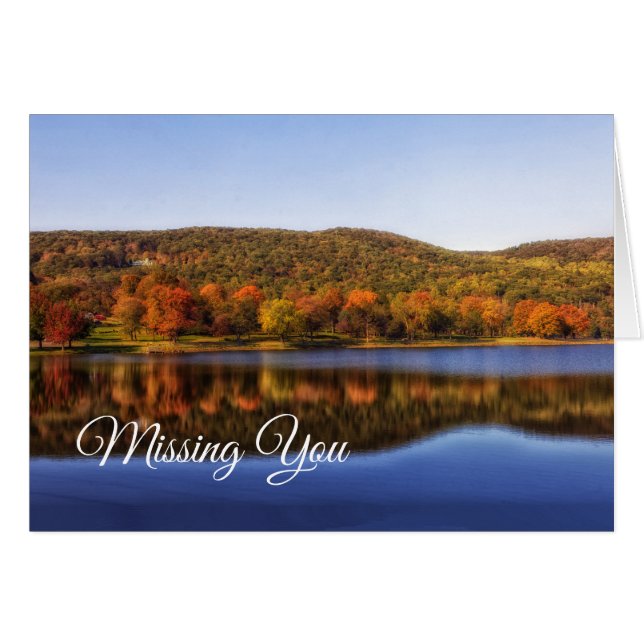 Autumn Reflection Missing You Blank Note Card (Front Horizontal)