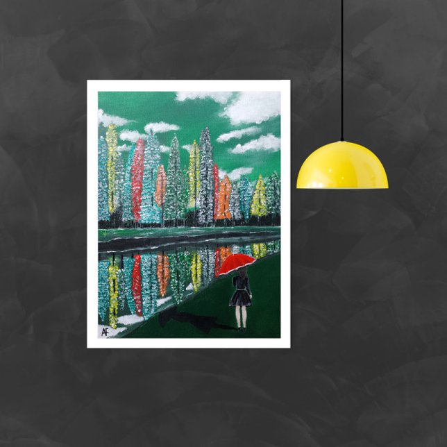 Autumn Reflection Painting by Alfred Fox Canvas Print (Not Actual Size)