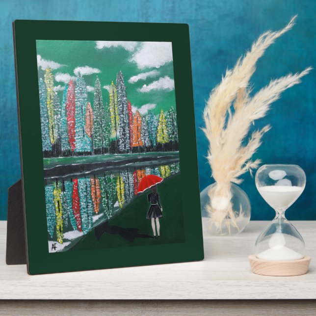 Autumn Reflection Painting by Alfred Fox Plaque (Side)