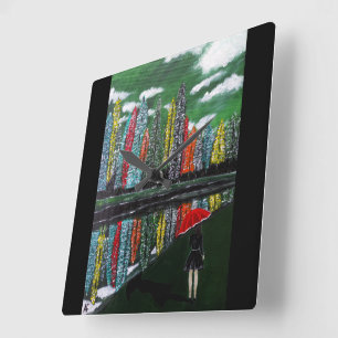 Autumn Reflection Painting by Alfred Fox Square Wall Clock