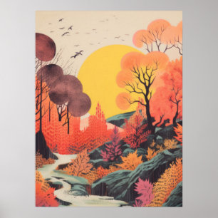 Autumn Reflections: A Serene River Landscape Poster