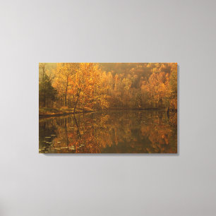 Autumn reflections on pond. canvas print