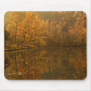 Autumn reflections on pond. mouse mat
