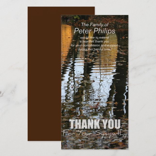 Autumn Reflections Sympathy Thank You Photo card (Front/Back)