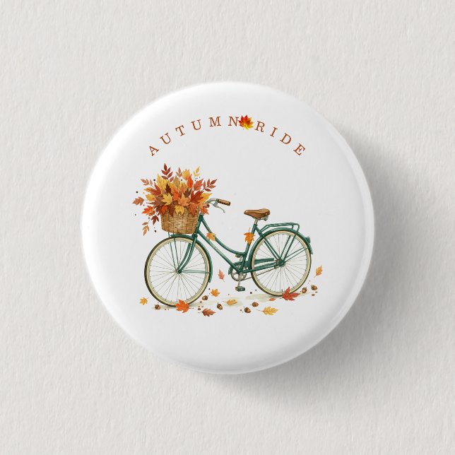 Autumn Ride Fall Bicycle Button (Front)