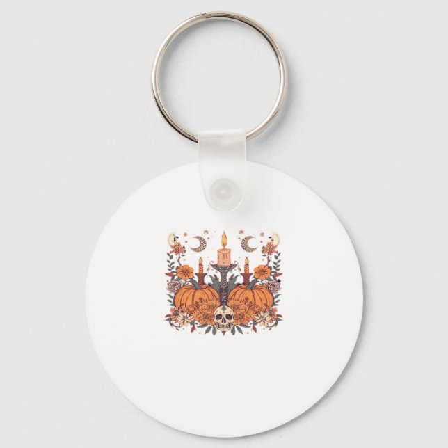 Autumn Rituals � Pumpkins, Candles and Crescent Ha Key Ring (Front)