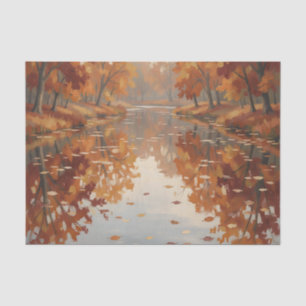 Autumn River Reflection Orange Trees Fall Tissue Paper