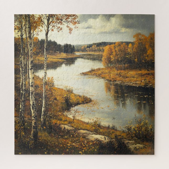 Autumn River Scene Landscape Jigsaw Puzzle (Vertical)