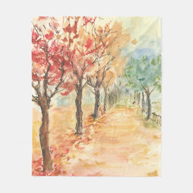 Autumn Road fleece blanket (Front)