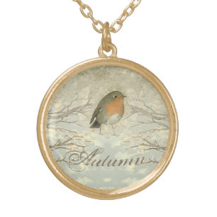 AUTUMN ROBIN Fall Branches Gold Plated Necklace
