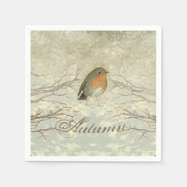 AUTUMN ROBIN Fall Branches Napkin (Front)