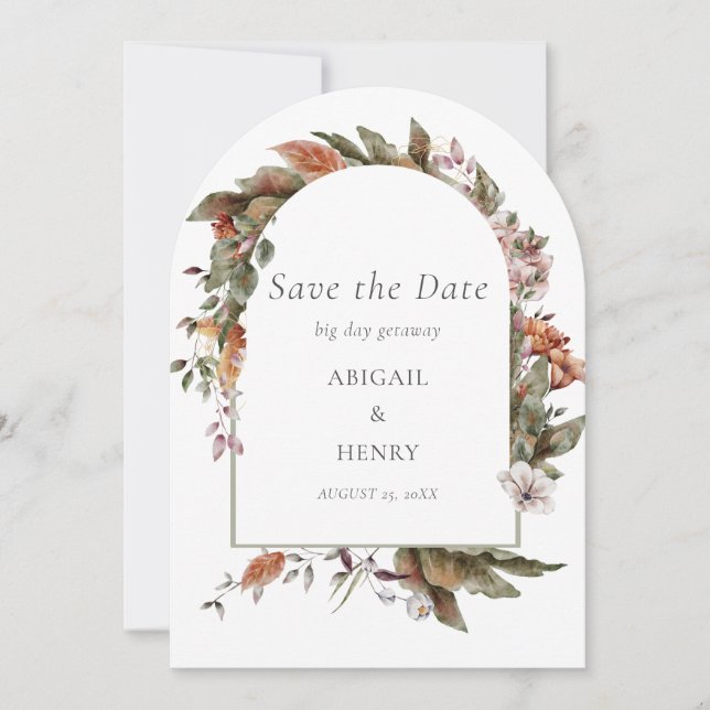 Autumn Romance Arch Floral Wedding Save The Date  Invitation (Front)