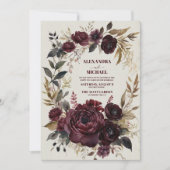 Autumn Romance Burgundy Wedding Invitation (Front)