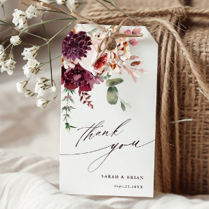 Autumn Romance Elegant Watercolor Floral Thank You Gift Tags