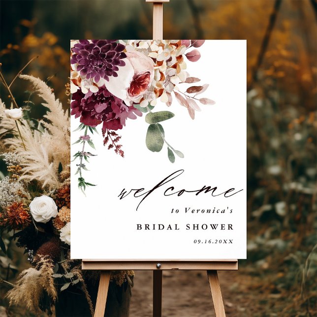 Autumn Romance Floral Bridal Shower Welcome Poster (Creator Uploaded)