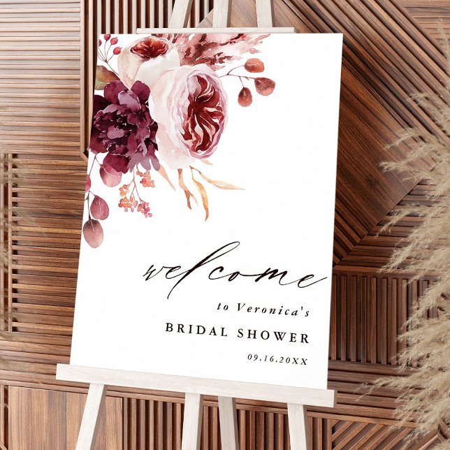Autumn Romance Floral Bridal Shower Welcome Sign (Creator Uploaded)