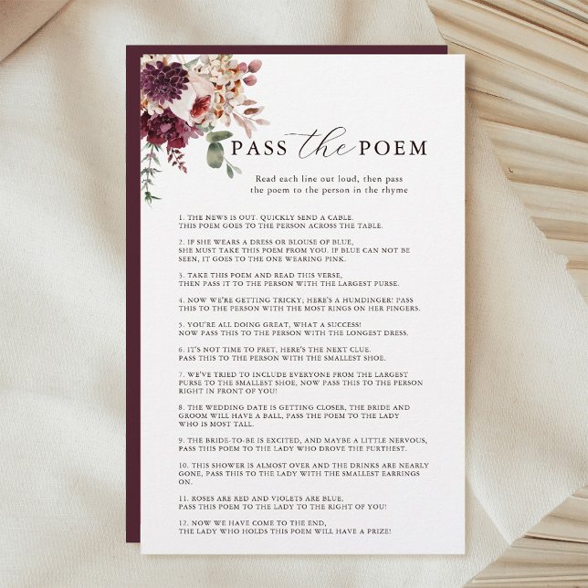 Autumn Romance Floral Pass the Poem Bridal Game  (Creator Uploaded)