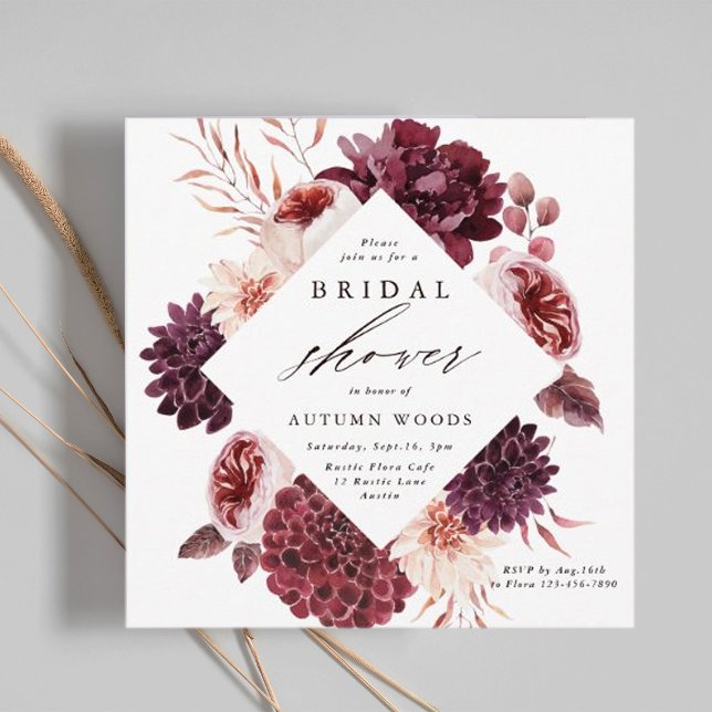 Autumn Romance Floral Wedding Bridal Shower Invitation (Creator Uploaded)