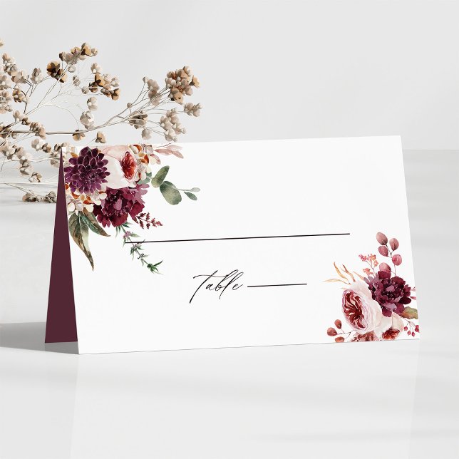 Autumn Romance Floral Wedding Personalised Place Card (Creator Uploaded)