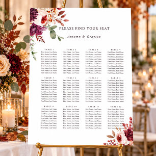 Autumn Romance Floral Wedding Seating Chart