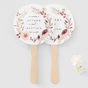 Autumn Romance Floral Wreath Wedding Hand Fan