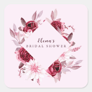 Autumn Romance Gold Frame Floral bridal shower Square Sticker