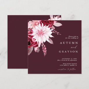 Autumn Romance Gold Frame Floral Wedding Invitation