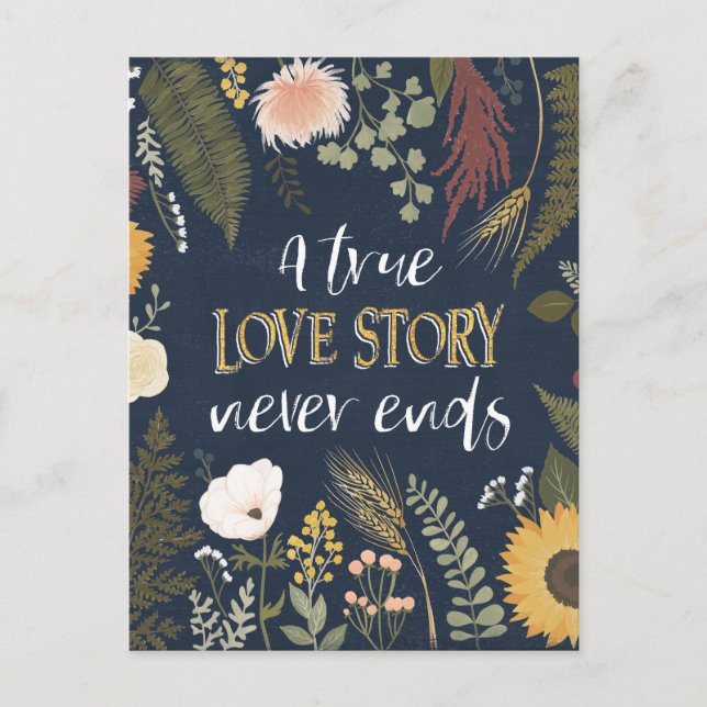 Autumn Romance V | A True Love Story Never Ends Postcard (Front)