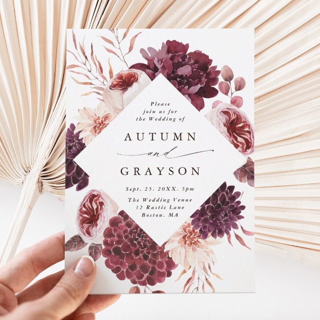 Autumn Romance Watercolor Floral Wedding Invitation (Creator Uploaded)