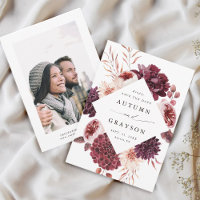 Autumn Romance Watercolor Floral Wedding Photo