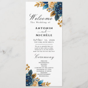 Autumn Romance Watercolor Floral Wedding Program Programme