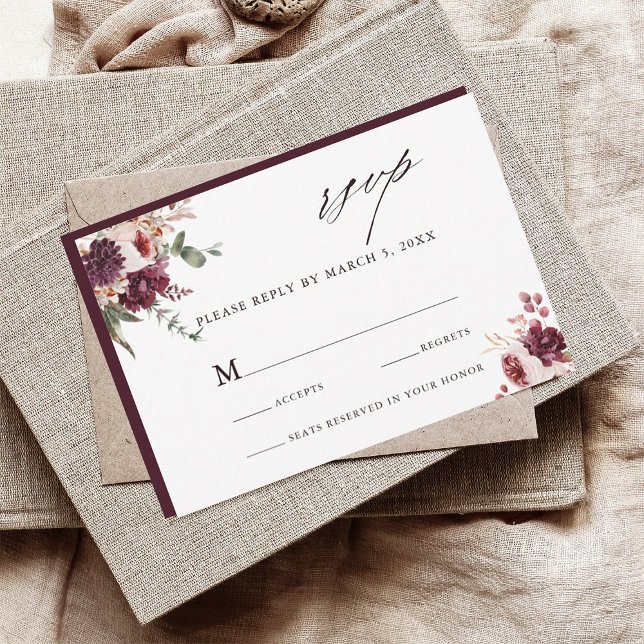 Autumn Romance Watercolor Floral Wedding RSVP (Creator Uploaded)