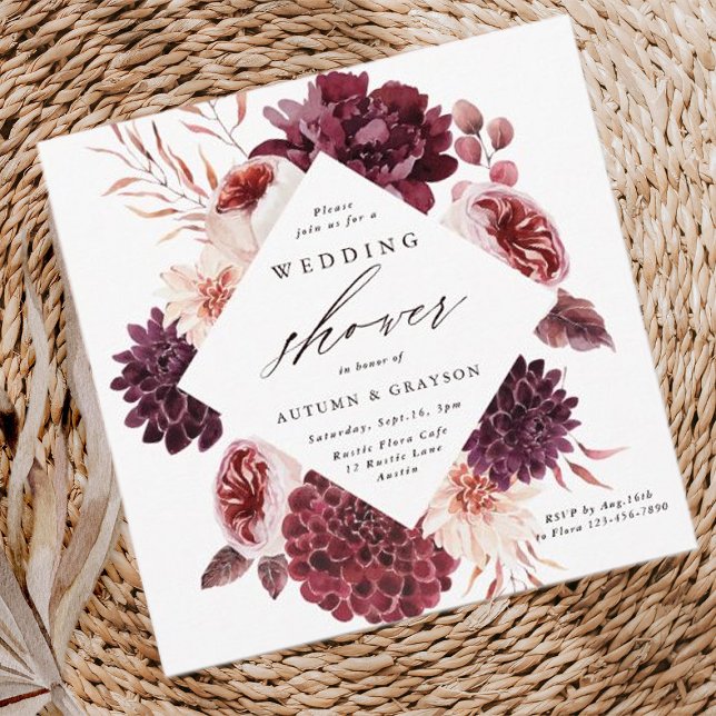 Autumn Romance Watercolor Floral Wedding Shower  Invitation (Creator Uploaded)