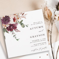 Autumn Romance Watercolor Floral Wedding Square