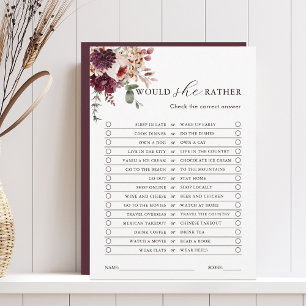 Autumn Romance Would She Rather Editable Card