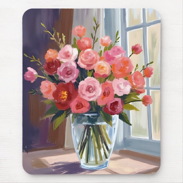 Autumn Rose Bouquet Floral Fall Mouse Mat (Front)
