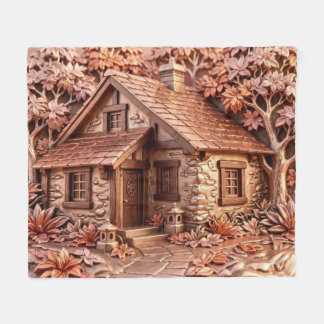 Autumn Rose Gold Cottage Metallic Relief Art Fleece Blanket