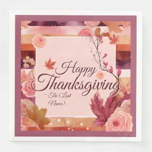 Autumn Rose Happy Thanksgiving Paper Napkin