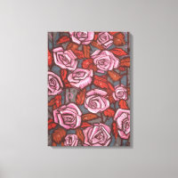 Autumn Roses Floral Art Rustic Flowers Pink Orange